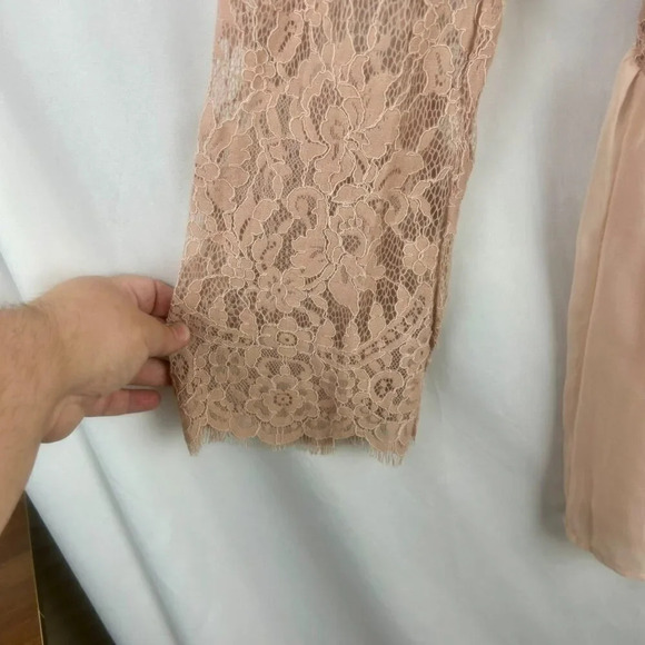 NEW Tobi Mini Dress Women Small Blush Nude‎ Pink Lace Long Sleeves A Line Party - Picture 6 of 11